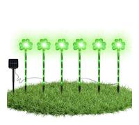 St Patricks Day Garden Lights, St Patricks Day Solar Lights Outdoor | Stake Lights Shamrock Solar Powered | Yard Art St Patricks Day Decorations Schild, Green Pathway Lighting per prato