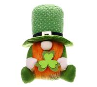 St Patrick's Day Gnomes - Green Shamrock Leprechaun Plush, Faceless Scandinavian Nisse Design, Weighted Base Support + Hand-Stitched Details, Soft Synthetic Fabric - For Irish Tiered Tray Decor