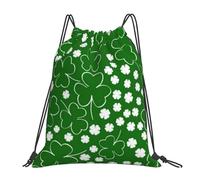 St Patrick'S Day Green Shamrock Pattern Sports Uomo Donna Zaino Con Coulisse Resistente Borsa Con Coulisse Leggero Sacca Sportiva Per Ginnastica Nuoto Tempo Libero
