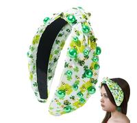 St. Patrick's Day Headband, Knotted Clover Headband, Green Shamrock Headband, Crystal Rhinestone Headband, St. Patrick's Day Hair Accessory, Shamrock Hairband, Rhinestone Clover Headband