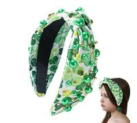St. Patrick's Day Headband, Knotted Clover Headband, Green Shamrock Headband, Crystal Rhinestone Headband, St. Patrick's Day Hair Accessory, Shamrock Hairband, Rhinestone Clover Headband