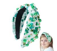 St. Patrick's Day Headband, Knotted Clover Headband, Green Shamrock Headband, Crystal Rhinestone Headband, St. Patrick's Day Hair Accessory, Shamrock Hairband, Rhinestone Clover Headband