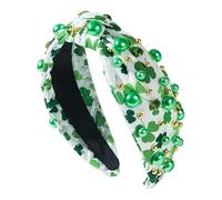 St. Patrick's Day Headband, Shamrock Accessory, Crystal Rhinestone Embellished Green Headwear, Irish Holiday Hair Decoration, Perfect for St. Patrick's Celebrations