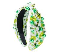 St. Patrick's Day Headband, Shamrock Accessory, Crystal Rhinestone Embellished Green Headwear, Irish Holiday Hair Decoration, Perfect for St. Patrick's Celebrations