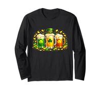 St Patricks Day Irish Beer Shamrock Men Women Leprechaun Maglia a Manica