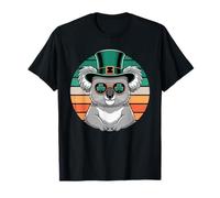 St Patricks Day Koala Shamrock Hat Retro Maglietta