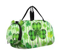St Patricks Day Leaf Green Clover - Borsone da palestra con scomparto per scarpe, leggero, per bambini, per viaggi, sport, weekend