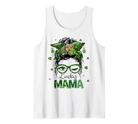 St Patrick's Day Leopard Lucky Mama Messy Bun Shamrock Green Canotta