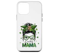 St Patrick's Day Leopard Lucky Mama Messy Bun Shamrock Green Custodia per iPhone 12 mini