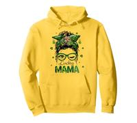 St Patrick's Day Leopard Lucky Mama Messy Bun Shamrock Green Felpa con Cappuccio