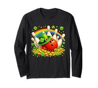 St Patricks Day Leprechaun Bowling Ball Rainbow Shamrock Maglia a Manica