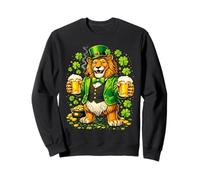 St Patricks Day Lion Leprechaun Hat Beer Shamrock Drinking Felpa