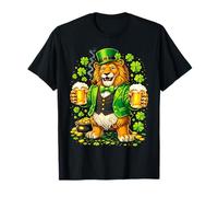 St Patricks Day Lion Leprechaun Hat Beer Shamrock Drinking Maglietta