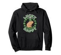 St Patricks Day, Lucky Happy Capybara in una ghirlanda di trifoglio Felpa con Cappuccio