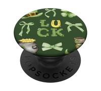 St Patricks Day Lucky Leprechaun Shamrock Coquette Aesthetic PopSockets PopGrip Adesivo
