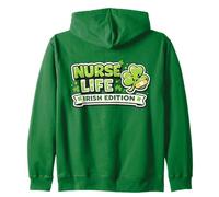St Patrick's Day Nurse Life Irish Edition Kawaii Shamrock Felpa con Cappuccio
