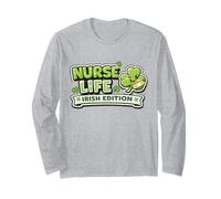 St Patrick's Day Nurse Life Irish Edition Kawaii Shamrock Maglia a Manica