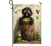 St.Patrick'S Day Portuguese Water Dog Rustic Fun Puppy Pattern Bandiera Robuste Bandiere Durevole Flag Per Cortile Prato Balcone 30X45Cm