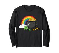 St Patricks Day Pot of Gold Rainbow Shamrock Uomini Donne Bambini Maglia a Manica