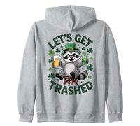 St Patricks Day Raccoon Let's Get Trashed Bere Felpa con Cappuccio