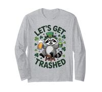 St Patricks Day Raccoon Let's Get Trashed Bere Maglia a Manica