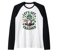 St Patricks Day Raccoon Let's Get Trashed Bere Maglia con Maniche Raglan