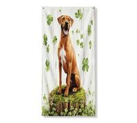 St Patricks Day Rhodesian Ridgebacks Copertura decorativa per porta del cane, 91 x 182 cm, trifoglio in legno da appendere per porta d'ingresso, per interni ed esterni, portico per animali domestici