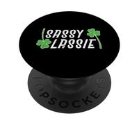 St Patricks Day Sassy Lassie Clover Saint Pattys Ragazze Bambini PopSockets PopGrip Adesivo
