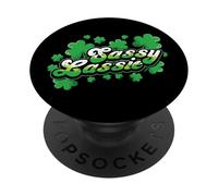 St Patricks Day Sassy Lassie Shamrock Funny Irish Girl Donne PopSockets PopGrip Adesivo