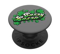 St Patricks Day Sassy Lassie Shamrock Funny Irish Girl Donne PopSockets PopGrip Adesivo