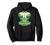 St Patrick's Day Shamrock Green Corset Costume Felpa con Cappuccio