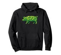 St Patricks Day Shamrock Pig Irish Clover Lucky Green Felpa con Cappuccio