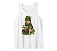 St Patrick's Day Siberian Husky cane, Leprechaun, Divertente Canotta