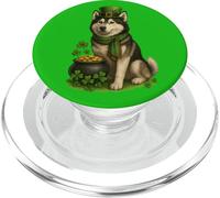 St Patrick's Day Siberian Husky cane, Leprechaun, Divertente PopSockets PopGrip per MagSafe