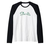 St Patricks Day Slainte Irish Toast Verde Maglia con Maniche Raglan