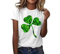 St Patrick's Day Soft Leaves - Maglietta da donna a maniche corte, con scollo rotondo, alla moda, sexy, bianco, S