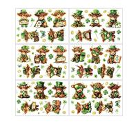 St Patricks Day Stickers,PVC Festive Cute Reusable Party Decorations - Shamrock Cow Transfers - For Notebook Computer Water Bottle Diary Scrapbook Spring Window Decor