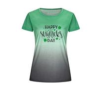 St Patricks Day T-shirt da donna, taglie forti, gradiente, shamrocks, maglietta a maniche corte, top sexy da donna, verde, M