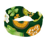 St. Patrick's Four Leaf Clover Donut Fasce per capelli da donna, fascia larga, morbida elastica assorbita dal sudore, sport, yoga, allenamento, fascia per capelli annodata