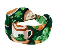 St. Patrick's Four Leaf Clover Donut - Fascia larga per capelli da donna, annodata a torsione, per yoga, allenamento, morbida fascia elastica, accessori per capelli alla moda