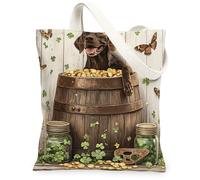 St.Patrick's German Shorthaired Pointer Dog Tote Bag per lo shopping 13 x 15, borsa rustica riutilizzabile con stampa della spesa per donne, fattoria, animali domestici, spiaggia, pittura estetica