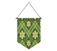 St. Patrick's Green Four-leaf Clover appeso banner in tessuto con asta telescopica banner bandiera banner partito e decorazioni per interni, feste all'aperto banderitas para fiestas