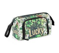 St.Patrick's Lucky Pot Shamrocks Astuccio grande capacità artista astuccio portatile extra large per adolescenti scuola preppy