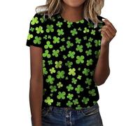 St Patrick's Shirts - Camicie da donna con stampa St. Pa Day, adatte per donna, girocollo, maniche corte, t-shirt, camicetta a tunica 2026, Bk2., L