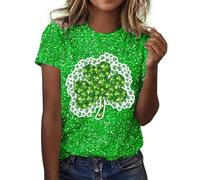 St Patrick's Shirts - Maglietta da donna con scheletro della testa, per Halloween, per donne incinte, top teasing europeo e di frontiera, maglietta da donna incinta 2026, verde, S