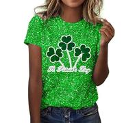 St Patrick's Shirts - Maglietta da donna con scheletro della testa, per Halloween, per donne incinte, top teasing europeo e di frontiera, maglietta da donna incinta 2026, verde, M