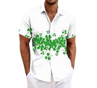 St. Patrick's Top per Uomo Camicia Verde 2026 Moda Uomo Allentato 3D Saint Pat Stampa Manica Corta Abiti per Festival Abiti, Argento, L