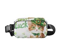 St Patrik's Cat Green Eyes Cute Waist Pack Crossbody Bag for Men Women Water Resistant Crossbody Bag with Adjustable Strap for Cycling Hiking Gym, St Patrick's Cat Green Eyes, 1 size, St.patrick's Cat