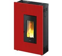 STUFA A PELLET PEGASO MADISON 5 5KW SLIM 125 MC COLORE ROSSO CON VENTILAZIONE