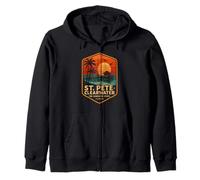 St Pete Clearwater Camicia Retro Sunset Gulf Coast Florida Felpa con Cappuccio